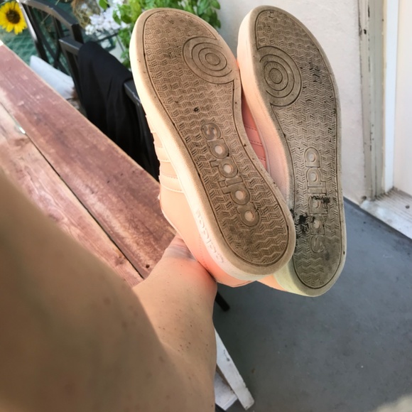 Women 100% Genuine Leather Adidas Light Pink Sneakers Size 9 - Picture 6 of 9